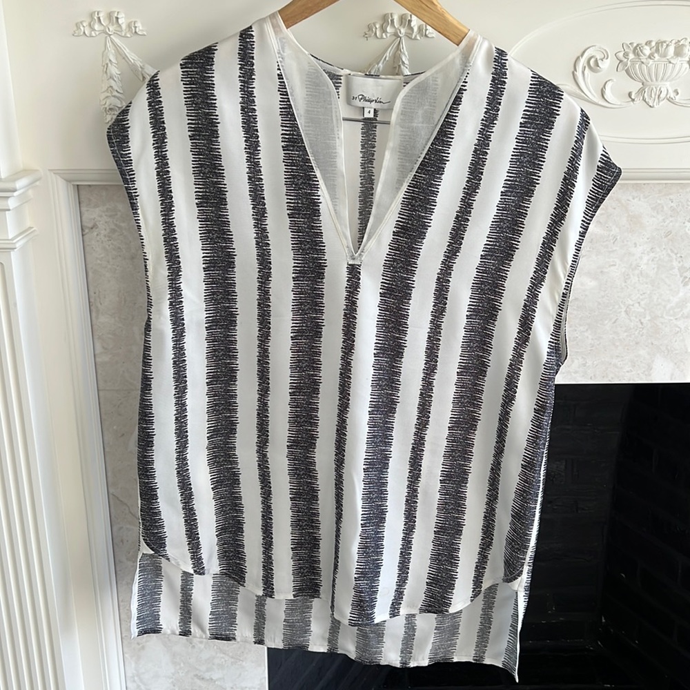 3•1 Phillip Lim Navy/White Silk Tunic
